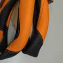 Microfiber Leather D Shaped Steering Wheel Cover, Breathable, Anti Slip, 13.5 inch to 14 inch, Black with Orange