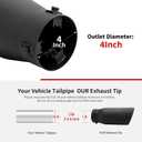 Richeer Adjustable 3-3.5 inch Inlet Exhaust Tip, 5" Outlet 12" Overall Length Stainless Steel Exhaust Tip Black Powder Coated Finish, for Vehicles with 3-3.5" O.D. Exhaust Tailpipe