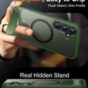Temdan Magnetic for Samsung Galaxy S25 Plus Case, [Innovate Stand][Military Grade Drop Protection][Non Slip][Translucent Matte] Shockproof Phone Case for Galaxy S25 Plus 6.7" 2025 -DarkGreen