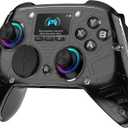 AOC PC Controller — Interactive Screen Wireless Controller Compatible with PC/Switch/Switch 2/iOS/Android, Hall Effect Joystick & Triggers, RGB Lighting, Adjustable Vibration/Turbo, 1000mAh Battery(Black)