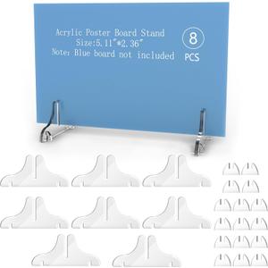 Acrylic Poster Board Stand Holder,8 Pcs Foam Board Stands For Display Table Top Sign Menu,Double-Sided Desktop Flyer Holder For Picture Paper Frame Home Office Restaurants Store Retail Show Fai