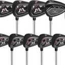 MAZEL Men Golf Iron Set (9PCS) or 1,2,3,4,5,6,7,8,9,Pitching Wedge,Sand Wedge with Steel Shafts for Right Handed Golfers, Standard
