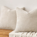 MIULEE Pack of 2 Couch Throw Pillow Covers 18x18 Inch Cream Soft Decorative Chenille Pillow Covers Farmhouse Accent Cushion Covers for Boho Home Decor Sofa Bedroom Living Room