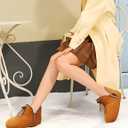 GPOS Womens House Knit Bootie Slippers Fuzzy Plush Lining Winter Ladies Warm Suede Fluff Slippers Lightweight Cozy Thick Memory Foam Comfortable Home Shoes Hard Bottom for Indoor Outdoor Size 5-11 (Khaki)