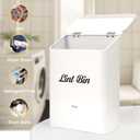 Uross Magnetic Lint Bin with Lint Brush, Metal Wall Mounted Dryer Lint Box Holder Keeper Organization with Lid, Stylish Laundry Room Decor -White