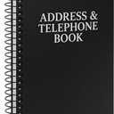 Iconikal Address Telephone Book, 8x5-Inch, Black, Spiral-Bound, 384 Contacts, Organizer for Organizing Names, Addresses, Email, Cell Phone Numbers (Single)