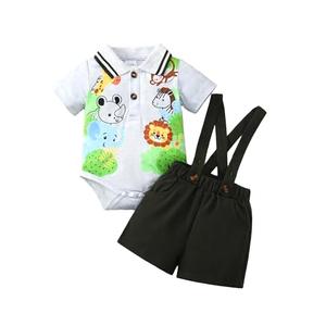 SUNNY PIGGY Toddler Boy Clothes Kid Summer Outfits Baby Button Dress Polo Shirt Romper Shorts Set  Beach Wedding Birthday, Size 0-3M