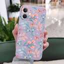 for iPhone 12 Mini Case Fashion Flower Slim Soft Liquid Silicone Rubber Phone Cover for iPhone 12 Mini 5.4 inch-Leaf Purple
