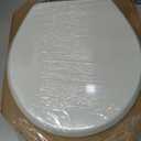 Mayfair Bennett Toilet Seat with Brushed Nickel Hinges, Slow Close Wood Seat, Secure Metal Hinges, Easy Install, Made in USA, Round, White