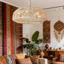 20 inch Fandelier Boho Caged Ceiling Fans with Lights Flush Mount, 20 inches x 20 inches x 9.3 inches