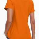 SMENG Women's Cotton V Neck T-Shirt Short Sleeve Solid Color Tee Casual Fit Tee Breathable Summer Fashion Tops (Orange, S)