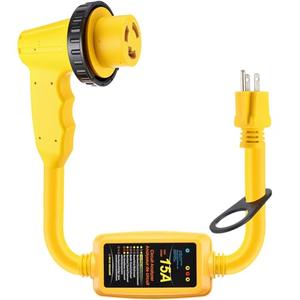 Relaxweex 30 Amp to 110 Volt RV Adapter with Surge Protector 4200J 5-15P to L5-30R RV Adapter with Locking Connector Grip Handle Circuit Analyzer Power Cord 33.8 Inch for Camper Travel Trailer