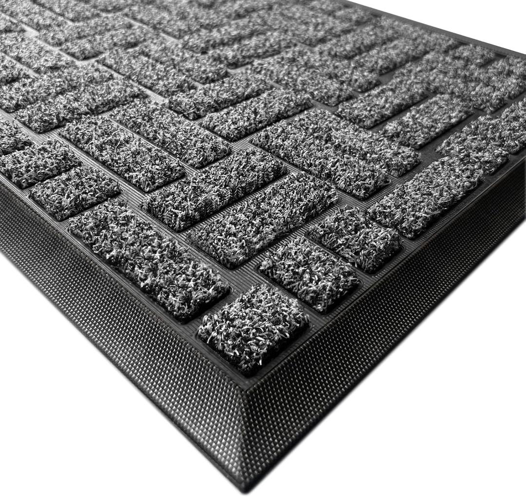 MATALL Door Mat Outside Entryway- 36x17 Inches Welcome Matt Outdoor, Dirt Trapper Indoor Doormat for Back Door, Patio, Porch, or Garage (Gray) 