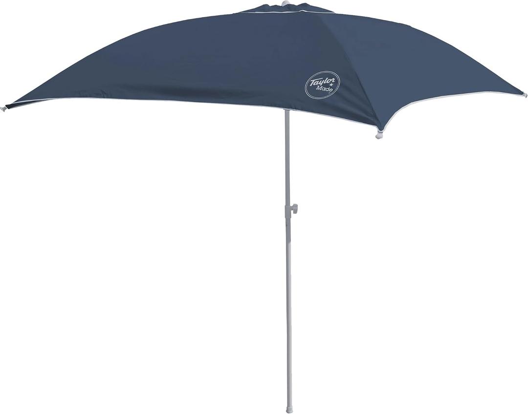 Taylor Made Anchorshade III Boat Shade, Navy, 6' x 6', Adjustable Aluminum Pole to 8 Feet, UV-Treated Fade-Resistant Nylon, Market-Style Top, Carrying Case, Fits Most Boats and Benches – 22046