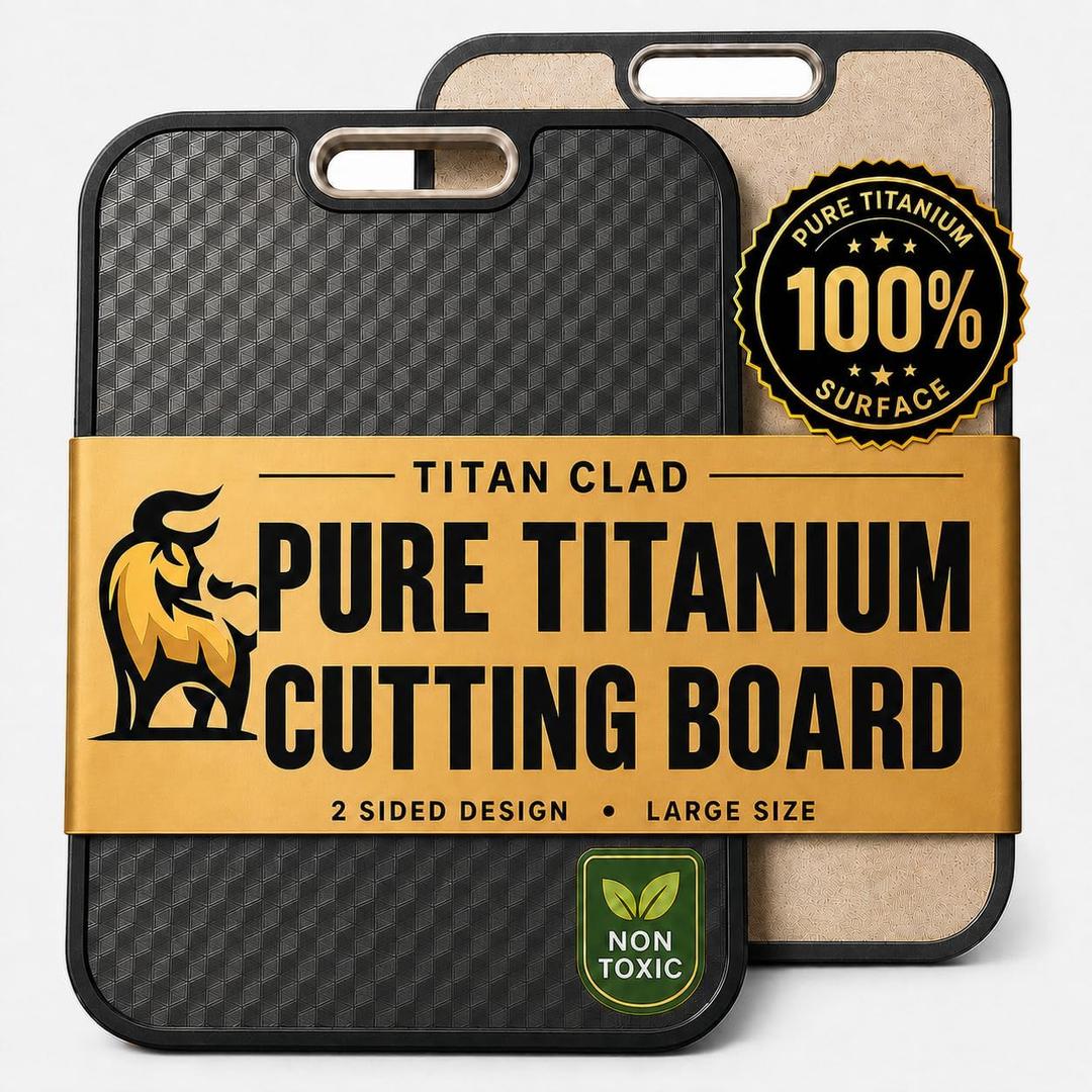 Titanium Cutting Board for Kitchen, Cutting Board Double Sided Food Grade, Pure Titanium and Wheat Straw PP, Scratch Resistant, Non Toxic Chopping Board, Dishwasher Safe, Easy to Clean Large Size
