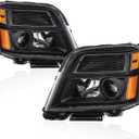 Pair OE Headlights Assembly Compatible for 2010-2015 GMC Terrain Clear Lens/Chrome Housing/Amber Reflector Front Lamps Driver and Passenger Side(Set of 2) #GM2502350, GM2503350