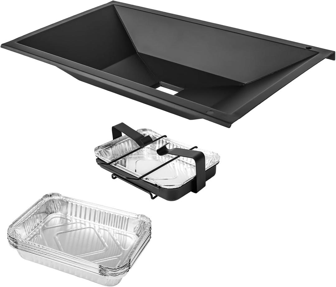 Uniflasy 99251 Grease Tray with 7515 Catch Pan and 10PCS Drip Pan Liners for Weber Genesis Silver A, Old Spirit 200 Series, Spirit E-210, Spirit 500, Weber Genesis Silver Grill Parts for 85897