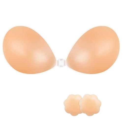 NONIO Adhesive Bra Strapless Sticky Invisible Push up Reusable Silicone The Best Off Backless Viscous for Women (US, Cup Band, DD, Nude) at Amazon Womens Clothing store
