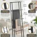 CANYAVE Metal Leaning Ladder Towel Rack, 4-Tier Blanket Stand for Bathroom Living Room, No Drilling Quilt Storage Organizer (Matte Black)