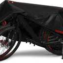 Topcrown Bike Cover Waterproof Outdoor Storage for 2 Bikes, Bicycle Cover Rain Sun UV Dust Wind Proof with Storage Bag for Mountain Road Bike/Ebike (420D Black+Red, XXL Size for 2 bikes)