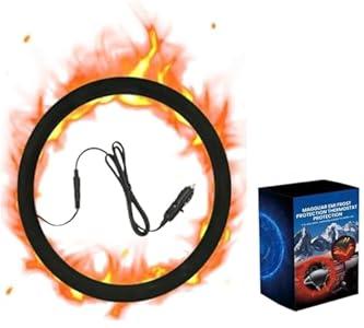 Heated Steering Wheel Cover, Auto Hand Car Steering Wheel Cover Heater for Winter, 12V Heated Auto Steering Wheel Protector Cover, Outer Diameter for Standard-Size Car Steering Wheels  