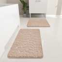 YIHOUSE Bathroom Rugs Mat Set 2 Piece Khaki, Memory Foam Bath Mats Sets, Non Slip Water Absorbent Washable Bath Rugs for Sink, Toilet and Floor