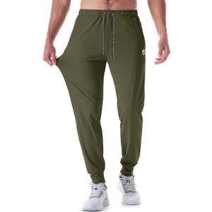 CANGHPGIN Mens Athletic Joggers with Zipper Pockets Lightweight Gym Sweatpants Men Tapered Workout Track Pants Jogging Running Green
