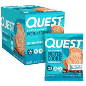 Quest Nutrition Snickerdoodle Protein Cookie, 15g Protein, 1g Sugar, 4g Net Carbs, Keto Friendly, High Protein, Low Carb; 12 Count (EXP 05/09/26)