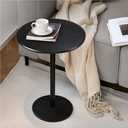 Get Set Style Drink Table, Round End Table, Side Table, Modern Pedestal Table with Metal Base, Small Accent Table for Sofa Couch/Chair, Living Room, Bedroom, Balcony, Patio (Black)