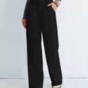 Kistore Womens Pants Wide Leg Thick Warm Pleated Work Slacks Fall Winter Business Casual Trousers for Women with Pocket, M