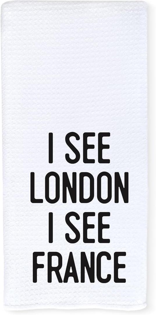 Funny Bathroom Hand Towels, Funny Bathroom Decor, I See London I See France Decorative Hand Towels for Bath Room Washroom, Humorous Gifts for Women Men, 16x24 Inch