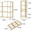 Crofy No Assembly Folding Bookshelf for Living Room, 3 Tier Gold Collapsible Book Shelf for Home Office, Portable Bookcase Storage Organizer, 3 Tier Wider
