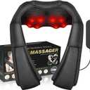 Electric Neck Massager, Neck and Back Massager with Heat, Shiatsu Massage Pillow for Back, Shoulder, Muscle Pain Relief, Ideal Fits for Parents (Black-remote Controller)