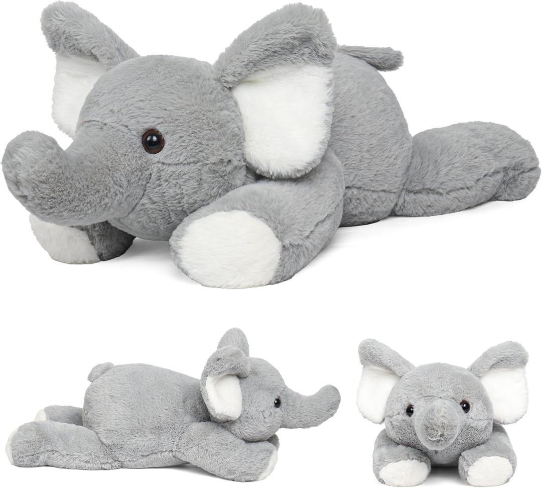 5lbs 24 in Elephant Weighted Stuffed Animals, Weighted Stuffed Animal Plushies Gifts for Kids and Adults(Grey)