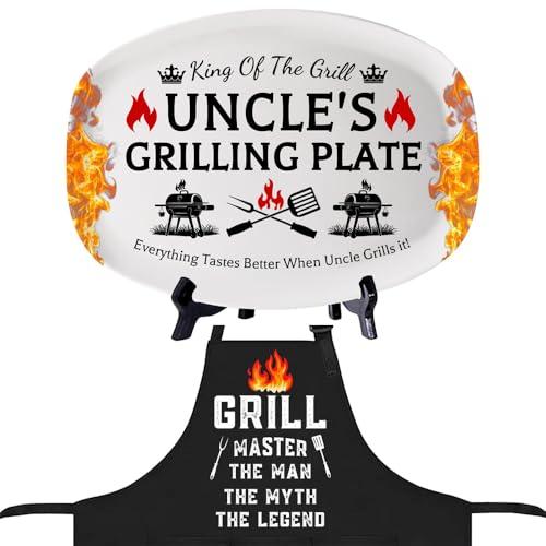 MYZQIFF Father's Day Daddy Grilling Platter Apron Gift, Fathers Day Barbecue Grilling Plate Gift, BBQ Grilling Platter with Apron Sets, Gifts for Dad Papa from Daughter Son For Fathers Day Christmas