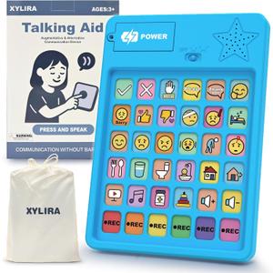 AAC Device for Autism & Nonverbal Kids and Adults, Communication Tool for Home & School  36 Preset Buttons, 6 Recording Buttons, Sensory Autism Toys for Kids, Easter Basket Stuffers (Blue)