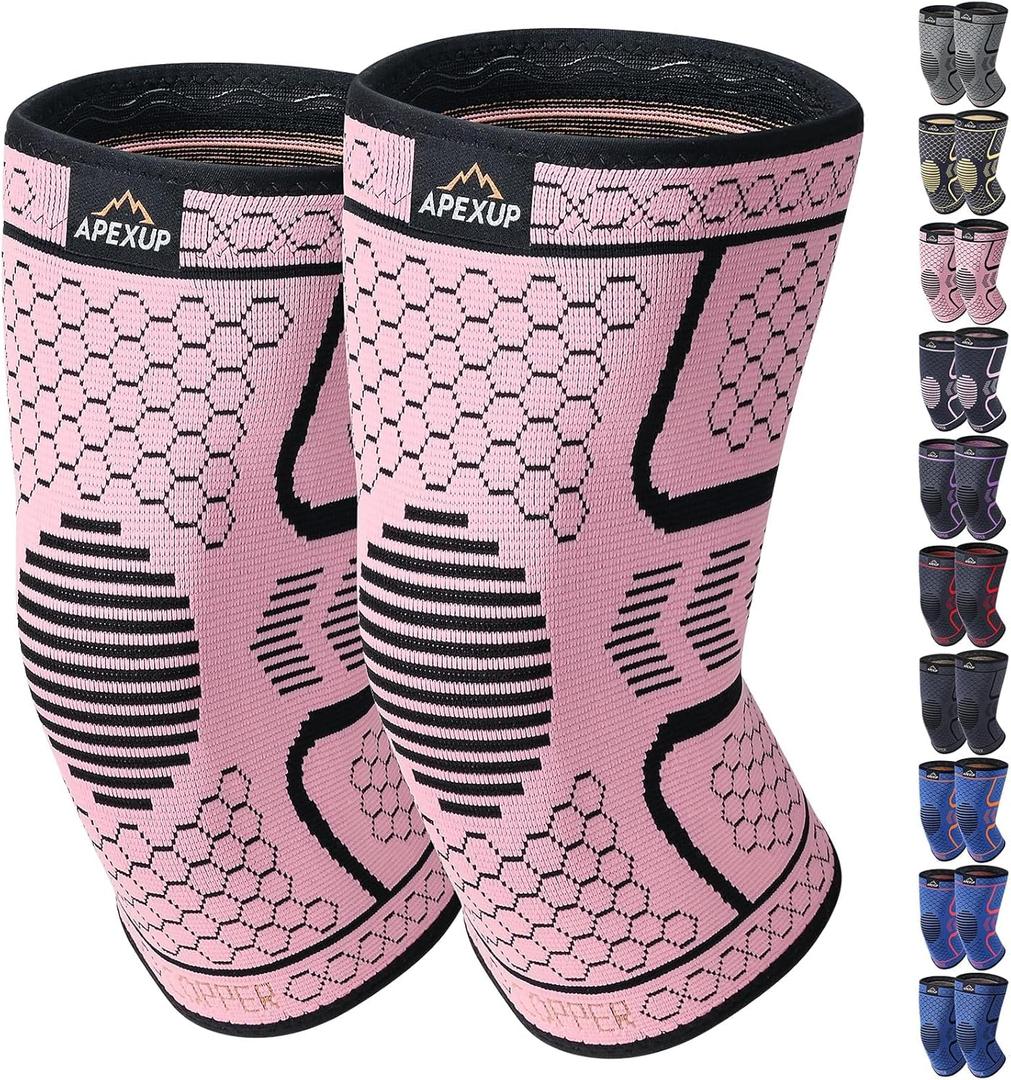 APEXUP Compression Knee Brace for Women, Copper Compression Sleeve for Knee Support, Arthritis Pain Relief, Meniscus Tear, ACL, Running L