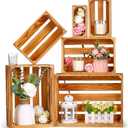 Set of 6 Decorative Wood Crates Nesting Storage Container, 6 Size Farmhouse Decorative Wooden Storage Boxes, Rustic Wooden Crates for Storage, Display, Decorations