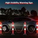4 Pack 34 Inches Traffic Delineator Post Cones, Portable Orange Safety Driveway Barrier with Weighted Rubber Base, Reflective Collars, 5 FT Plastic Chain for Road Safety,Parking Lot