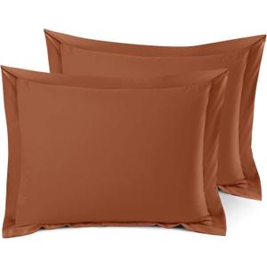 Nestl Soft Pillow Shams Set of 2 - Double Brushed Microfiber Pillow Covers - Hotel Style Premium Bed Pillow Cases, with 1.5 Decorative Flange, Standard 20"x26" - Rust