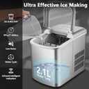 KUMIO Ice Makers Countertop with Self-Cleaning, 9 Pcs/6-8 Mins, 26.5 Lbs/24 Hrs, 2.1L Water Tank, 2 Sizes of Bullet Ice for Home/Party, LCD Digital Control Panel, Ice Basket & Scoop, Stainless Steel