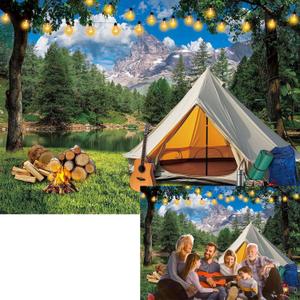 Camping Forest Backdrop 7x5FT Forest Camping Adventure VBS Photography Background Happy Camper Tent Party Decoration Banner Photo Shoot Props