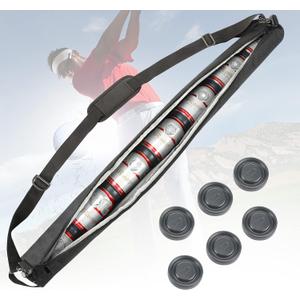 Upgraded Golf Beer Sleeve with 6 Ice Pucks-7 Cans Beer Cooler Sleeves for Golf Bags, Ideal Men's Gift for Father's Day (Black)