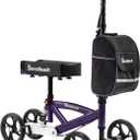 BlessReach Steerable Knee Walker Deluxe Medical Scooter for Foot Injuries Compact Crutches, with Dual Rear on-Wheel Brake and Shock Absorption Under The Knee pad（Purple）