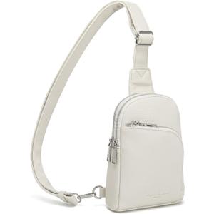 INICAT RFID Blocking Sling Bag Leather Crossbody Bags for Women Fanny Pack Cross Body for Woman Chest Bag for Travel 1.9L (Off-white)