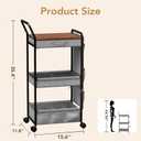 BBLIKE 3-Tier Diaper Caddy Organizer - Rolling Utility Baby Cart with Drawer and Side Pockets for Nursery and Baby Essentials, Multi-Function Cart for Bedroom and Bathroom, Gray