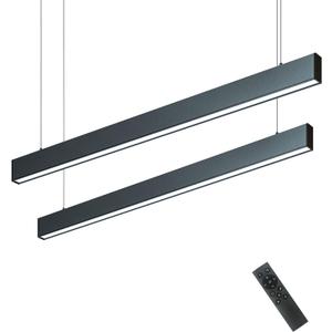 Monios-L LED Linear Pendant Light Fixtures,4FT Dimmable Ceiling/Hanging Kitchen Lights,3000K to 6000k Color Changing,Linkable Modern Lighting for Bedroom/Garage/Gym,Office Lights Remote Control,2 Pack