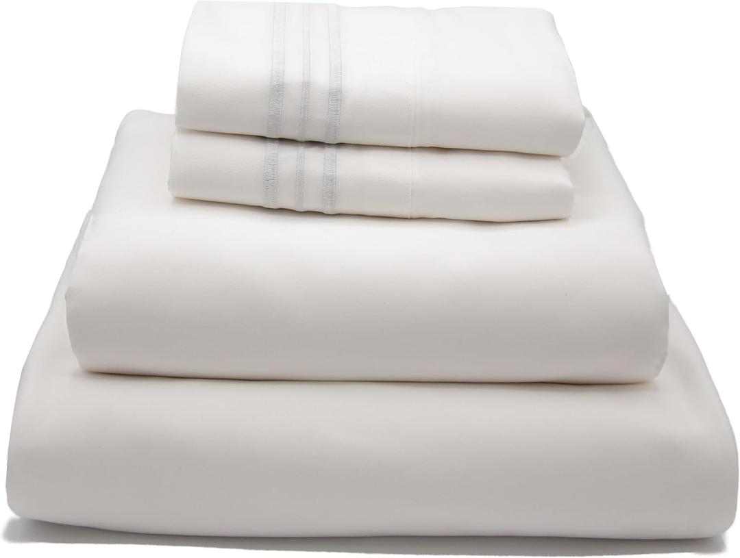 Stych & Loom Full Size Bed Sheets – 4-Piece Soft Microfiber Sheets Set with Flat & Fitted Sheets and 2 Pillowcases – Deep Pockets, Wrinkle Resistant, and Oeko-TEX Certified (White, Full)