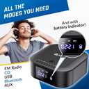 KLIM Boombox E1 with CD case - CD Player Portable Audio System + Extra BASS with Subwoofer + FM Radio, MP3 Bluetooth AUX USB + Wired and Wireless Mode Rechargeable Battery + Remote Control