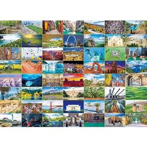 BenBen 1000 Piece Puzzle for Adults, Iconic America, 56 USA Landmarks, Travel Landscape Puzzle Including National Parks, Jigsaw Puzzles with Letters on Back
